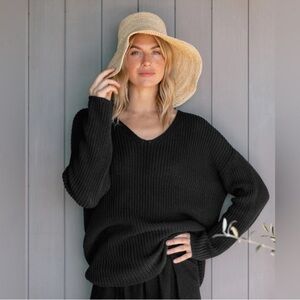 Jenni Kayne Cotton Cabin Sweater Black